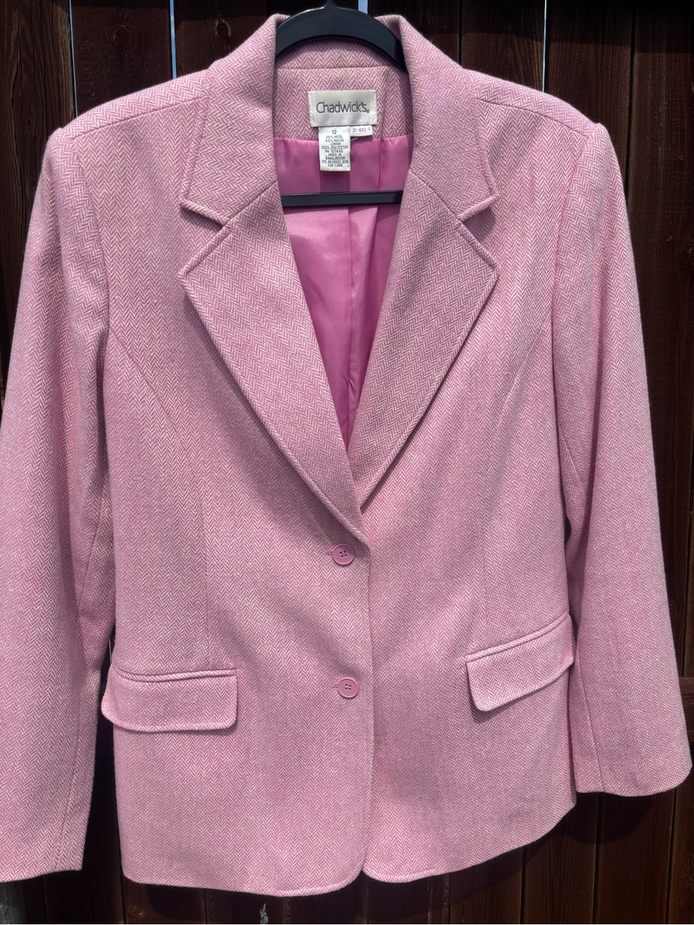 Chadwicks Tailored Soft Pink Herringbone Blazer